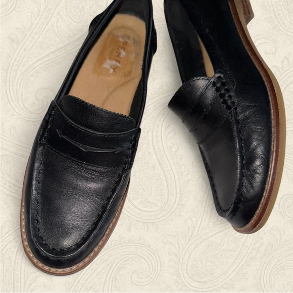 Sperry Black Leather Slip-On Loafers - Picture 1 of 4